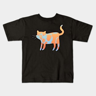 Confused Orange and Blue Cat Kids T-Shirt